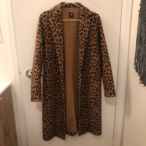 Zara Leopard Cheetah Animal Print Overcoat 🐆